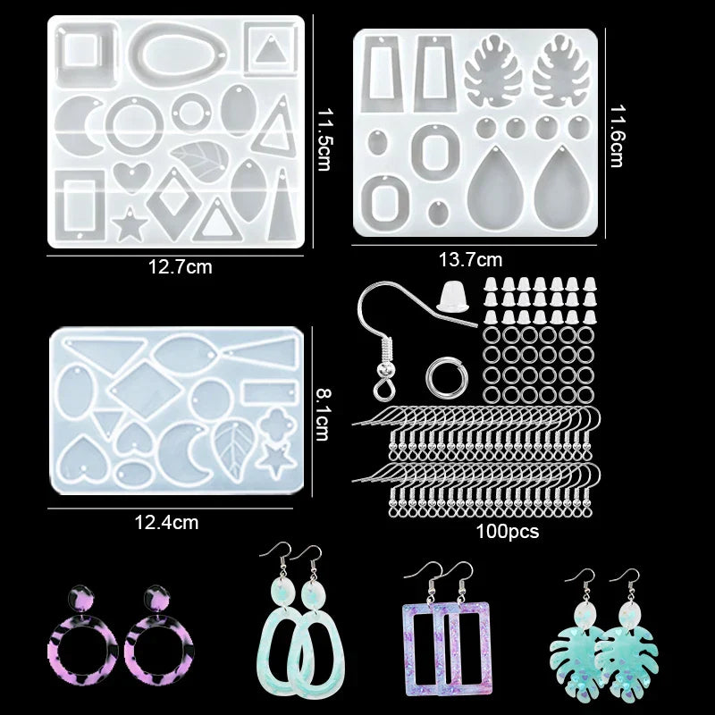 Mixed Style Jewelry Epoxy Resin Molds Set Silicone