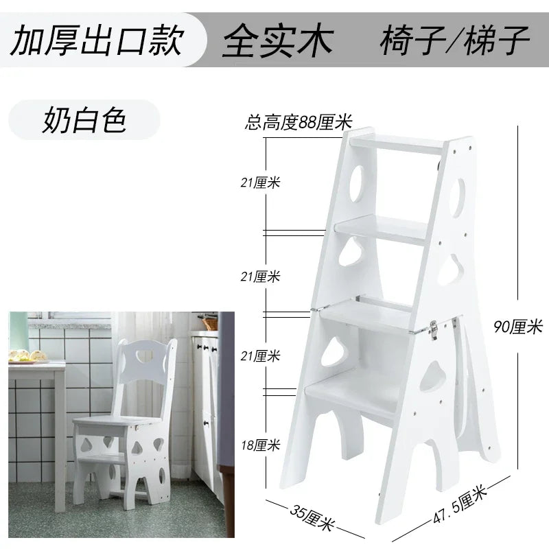 Indoor Climbing High Stools Kitchen Solid Wood Bold