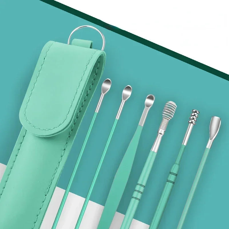 6PCS Stainless Steel Earpick Ear Cleaner Spoon Wax