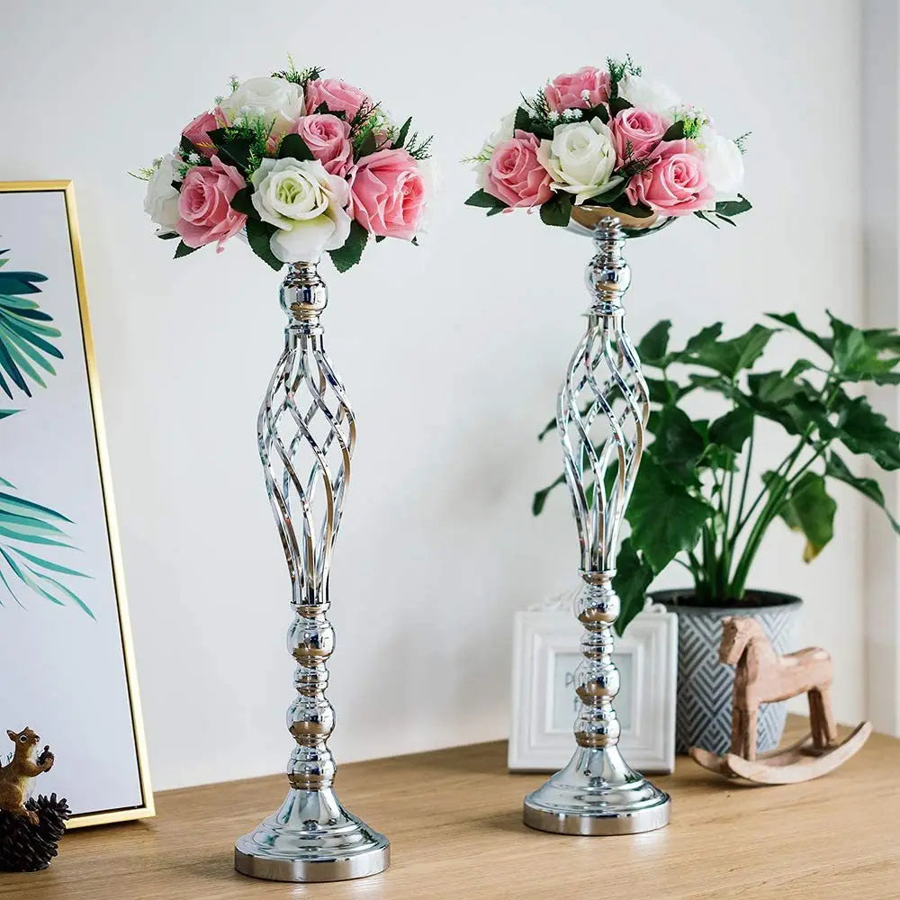 Table Candle Holder Arrangement Gold Iron Vase Twisted
