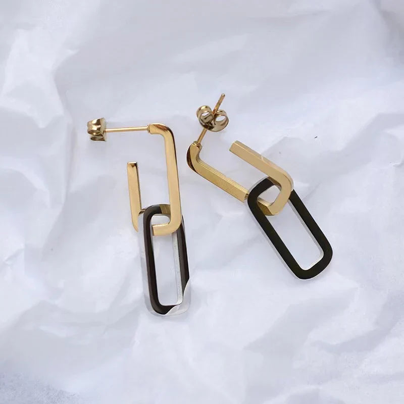 Stainless Steel Two-tone Earrings For Women High-end Detachable