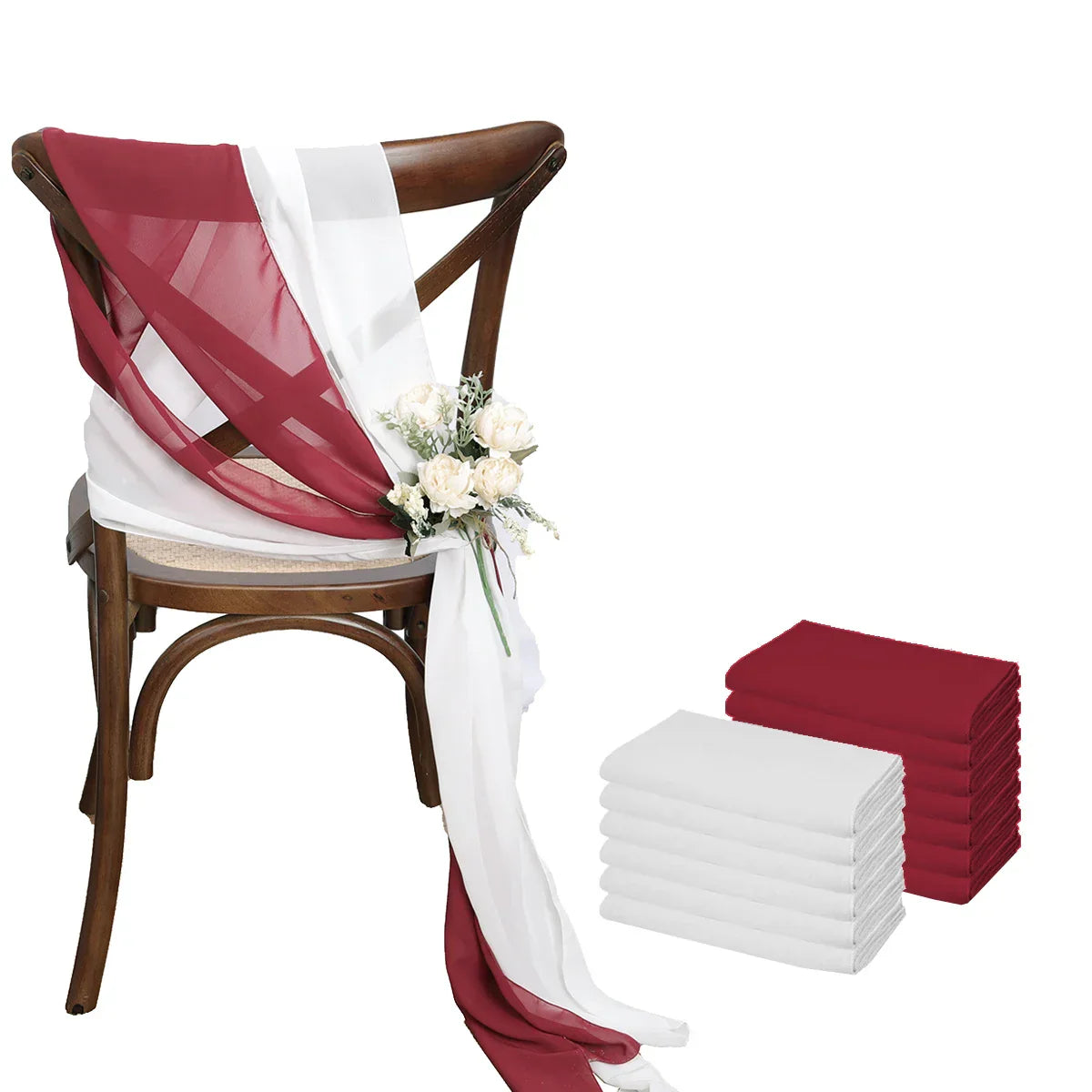 12 Pcs 17x275cm Green Chiffon Chair Sashes Wedding