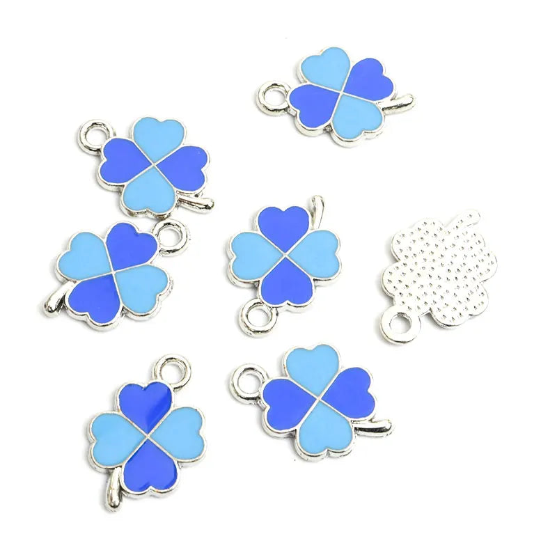 Dopamine Fourleaf Clover Enamel Charms 20pcs DIY Necklace