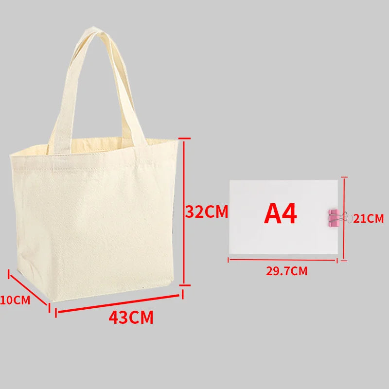 Large Capacity Canvas Shopping Bags DIY Folding EcoFriendly