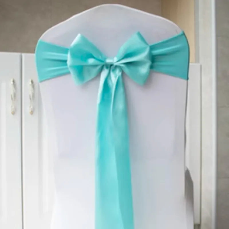 10pcs/50pcs Satin Spandex Chair Bow Band Ribbon Chair