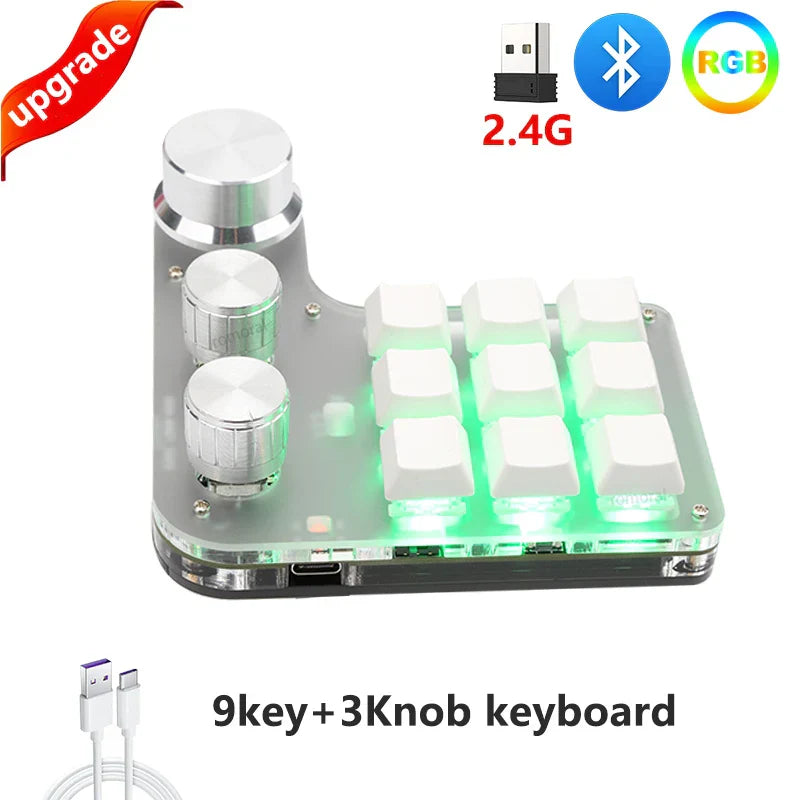 Macro Programming Keyboard Bluetooth USB Backlit 2.4G Wireless