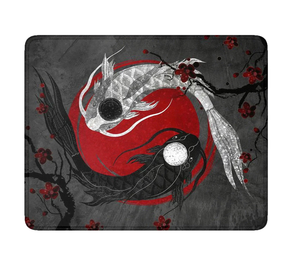 Japanese Koi Desk Mat Black and Red Mouse