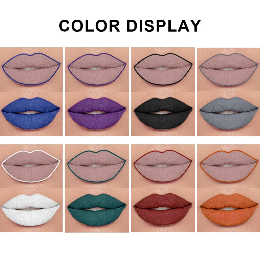 4 Matte Liquid Lipstick With 4 Lipliner Set