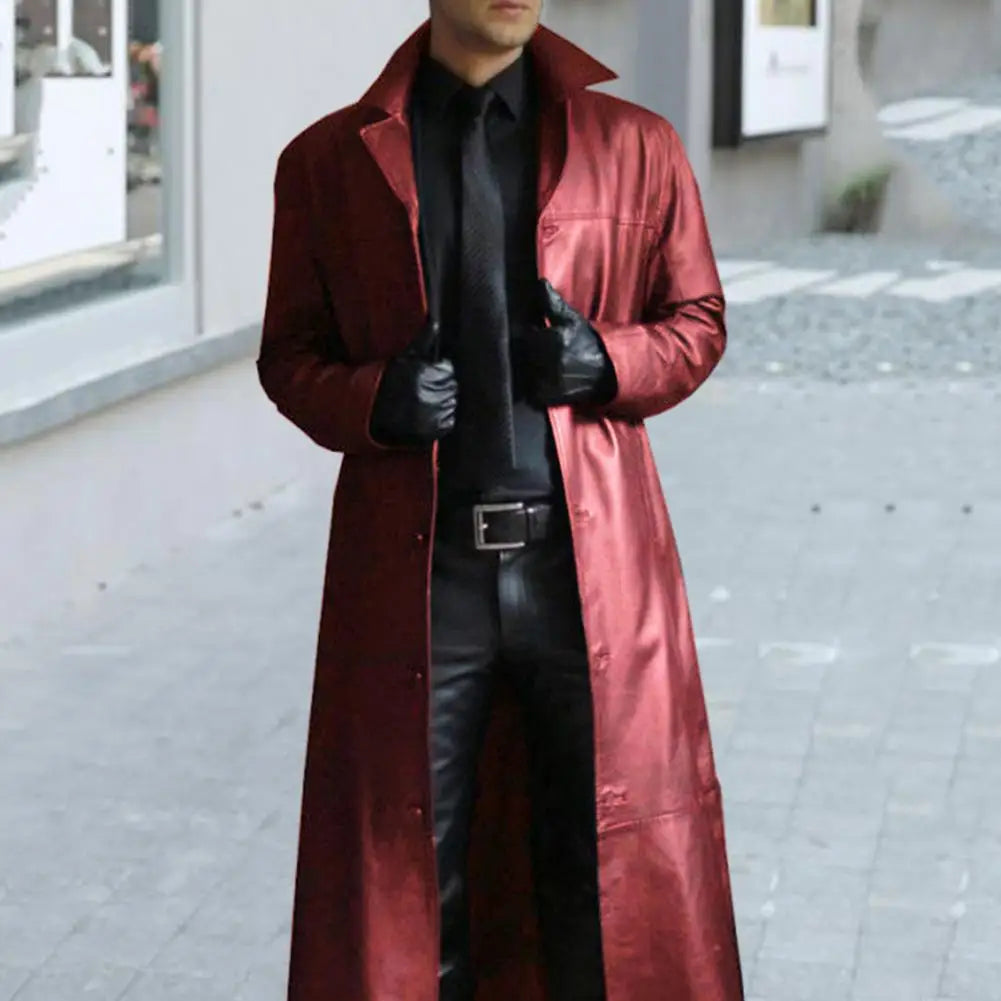 2023 New Men Lapel Goth Punk Black Long