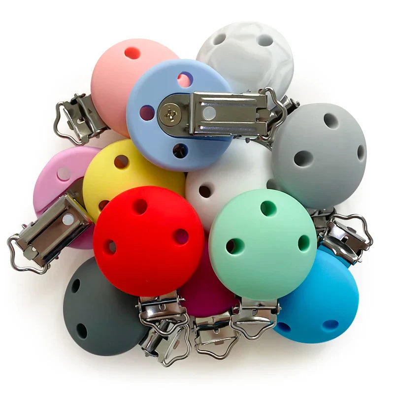 10pcs Round Silicone Pacifier Clips Solid No-Rusty Silicon