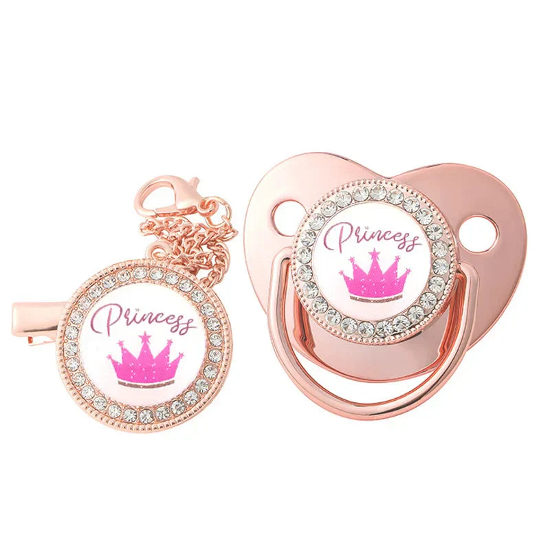 Pink Newborn Pacifier Clip Chain 26 Letters Baby