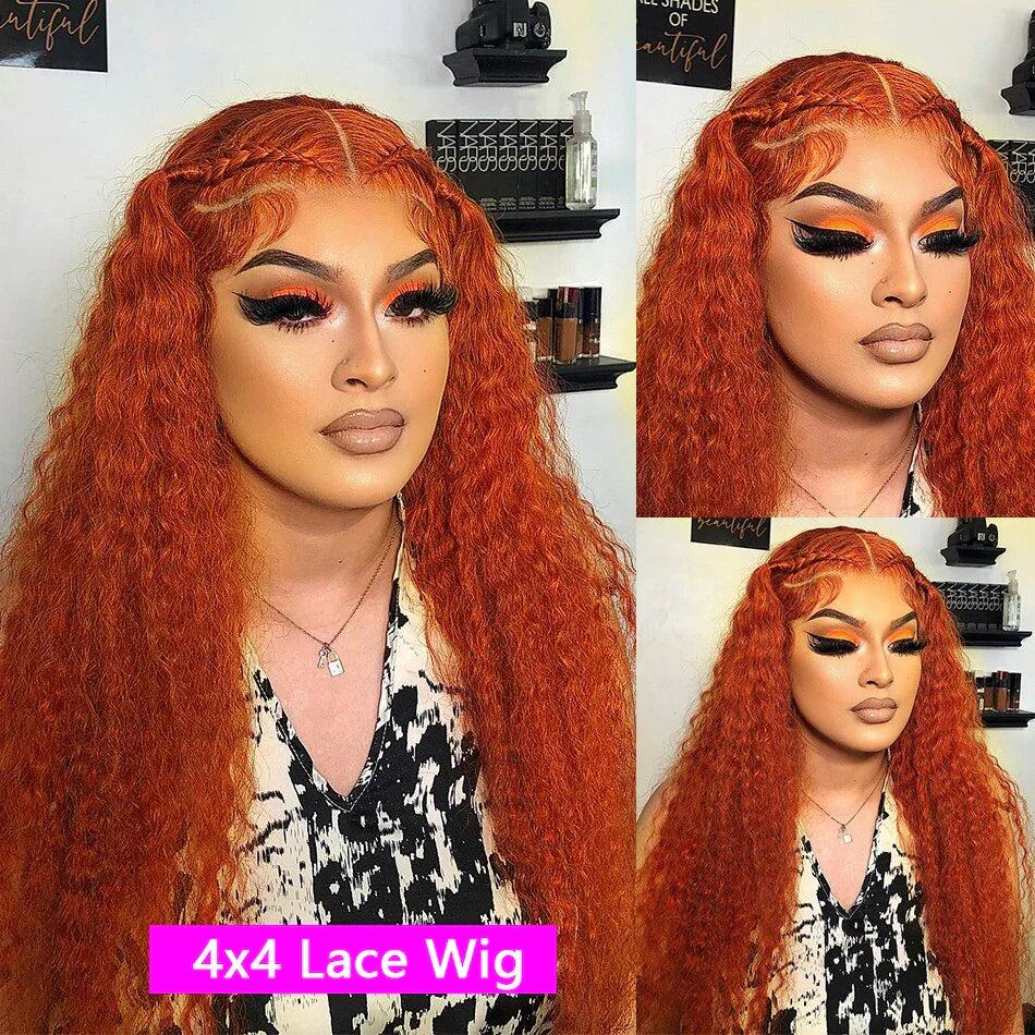 13x4 Deep Wave Orange Ginger Lace Front Wigs