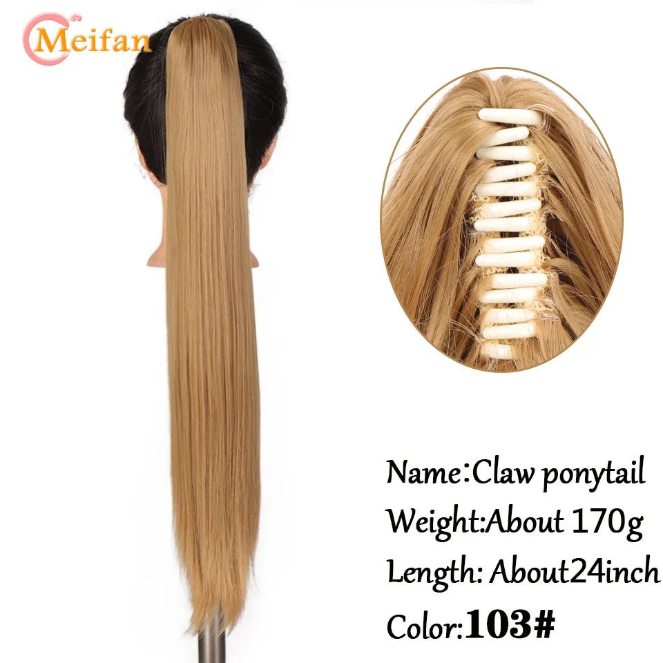 MEIFAN Long Synthetic Wavy Clip in Hair Ponytail