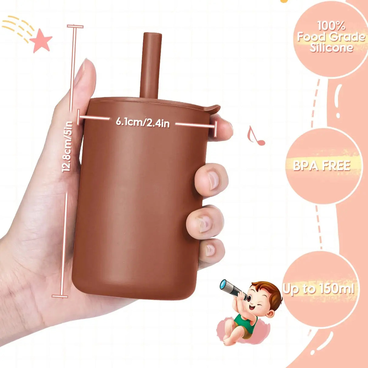 TYRY.HU Baby Feeding Straw Cup Baby Cartoon Learning