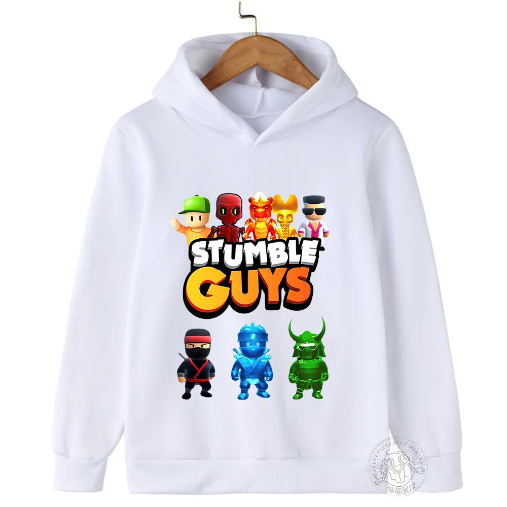 Kids Anime Stumble Guys Hooded Sweatshirts Long Sleeve
