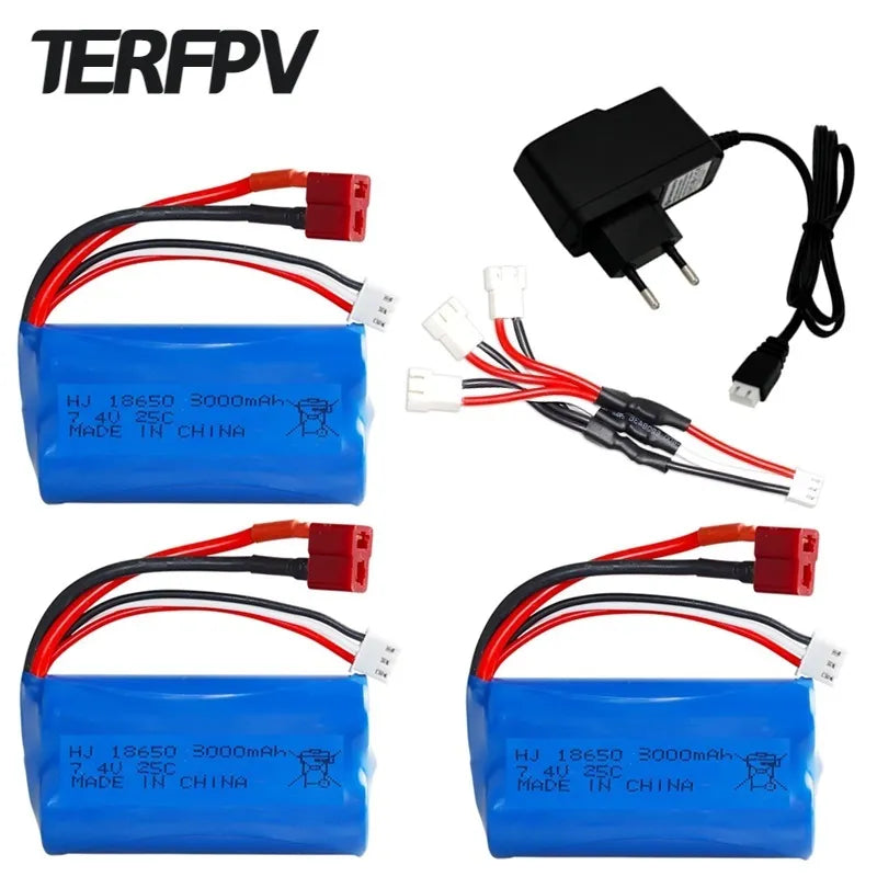 7.4V 3000mAh 18650 Lipo Battery for Wltoys 10428