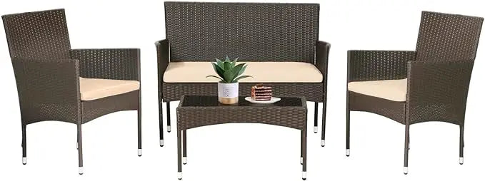 FDW Patio Furniture Set 4 Pieces Outdoor Rattan
