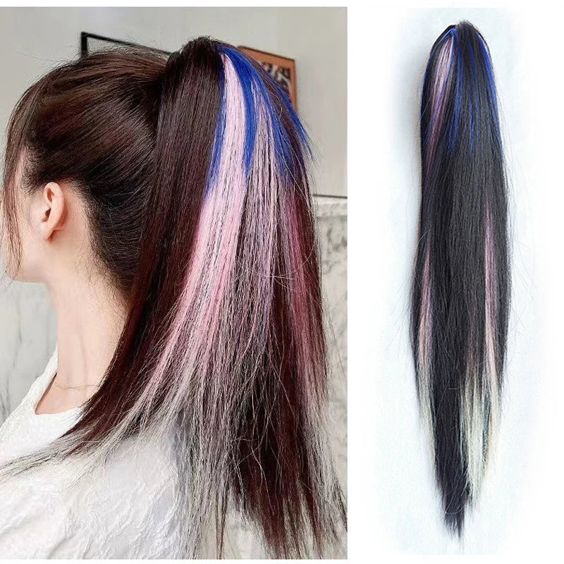 Ombre Color Straight Claw Clip On Ponytail Hair