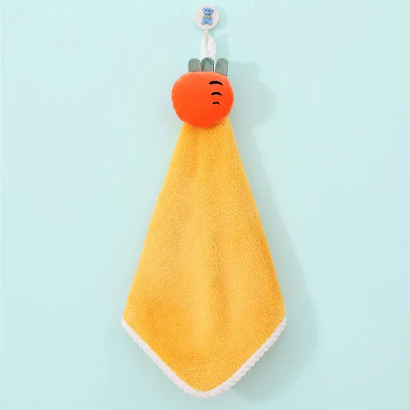 Cute Cartoon Hanging Hand Towels Soft Plush Absorbent