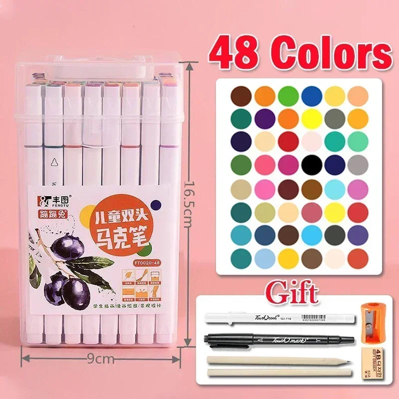 168 Color Marker Pen Set Manga Double-Headed Comic