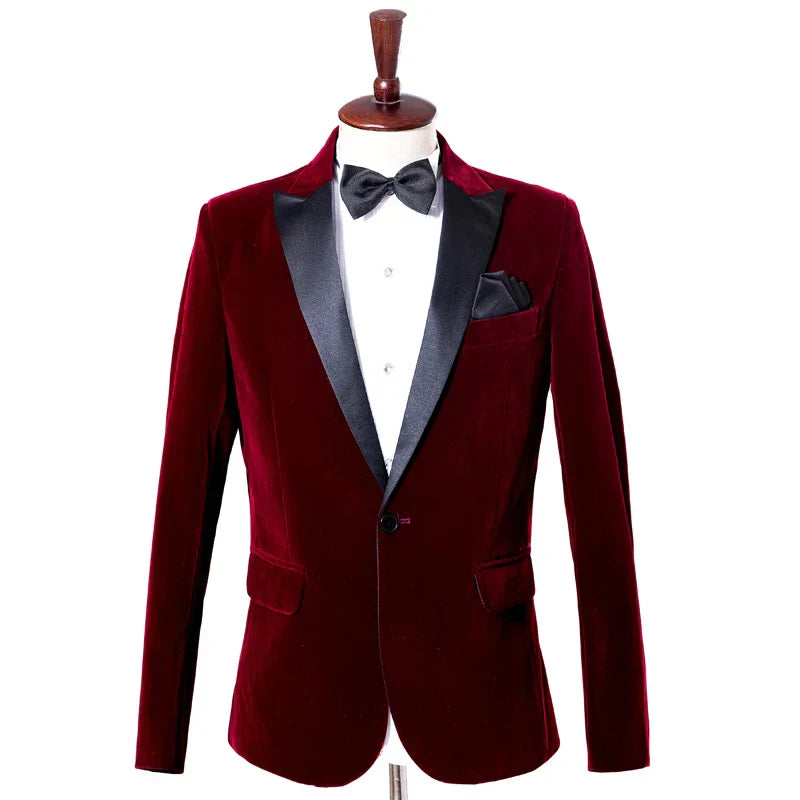 Men's Fashion Trend Velvet Groom Tuxedo Slim Fit