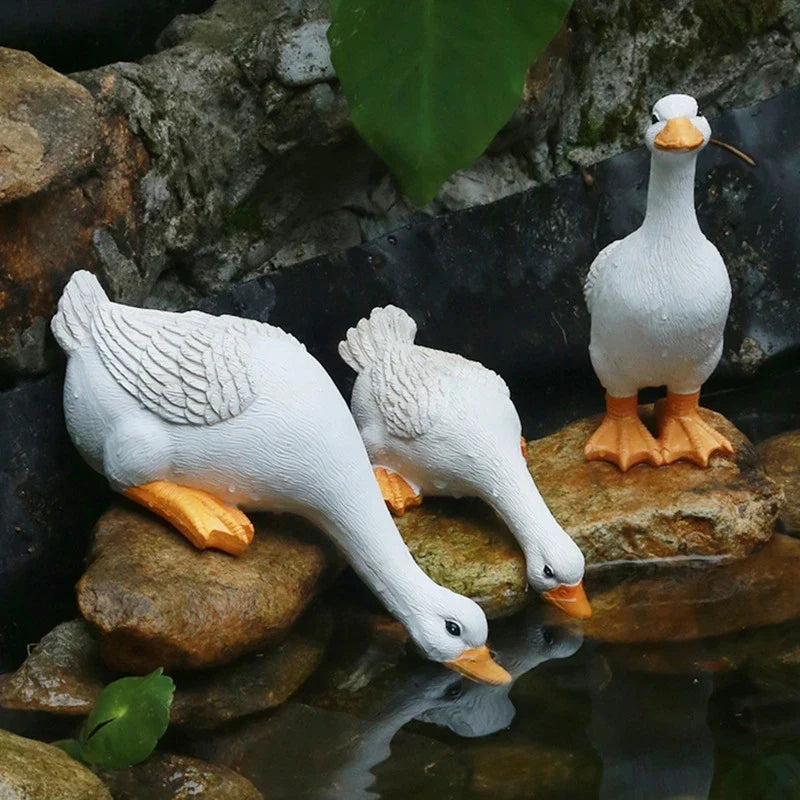 Cute Duck Resin Garden Statue Backyard Pond Ducks