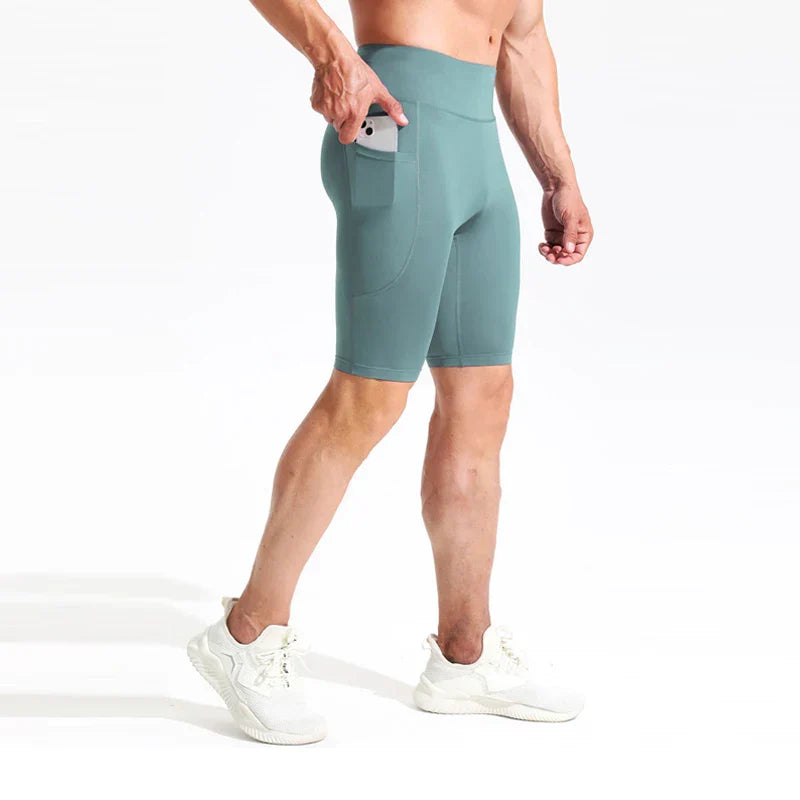 Men Compression Sport Shorts Breathable Pocket Gym Shorts