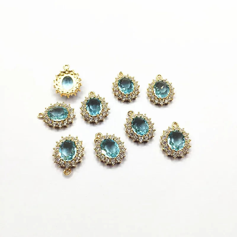 19x16mm 30pcs Cubic Zirconia Oval CharmConnectors
