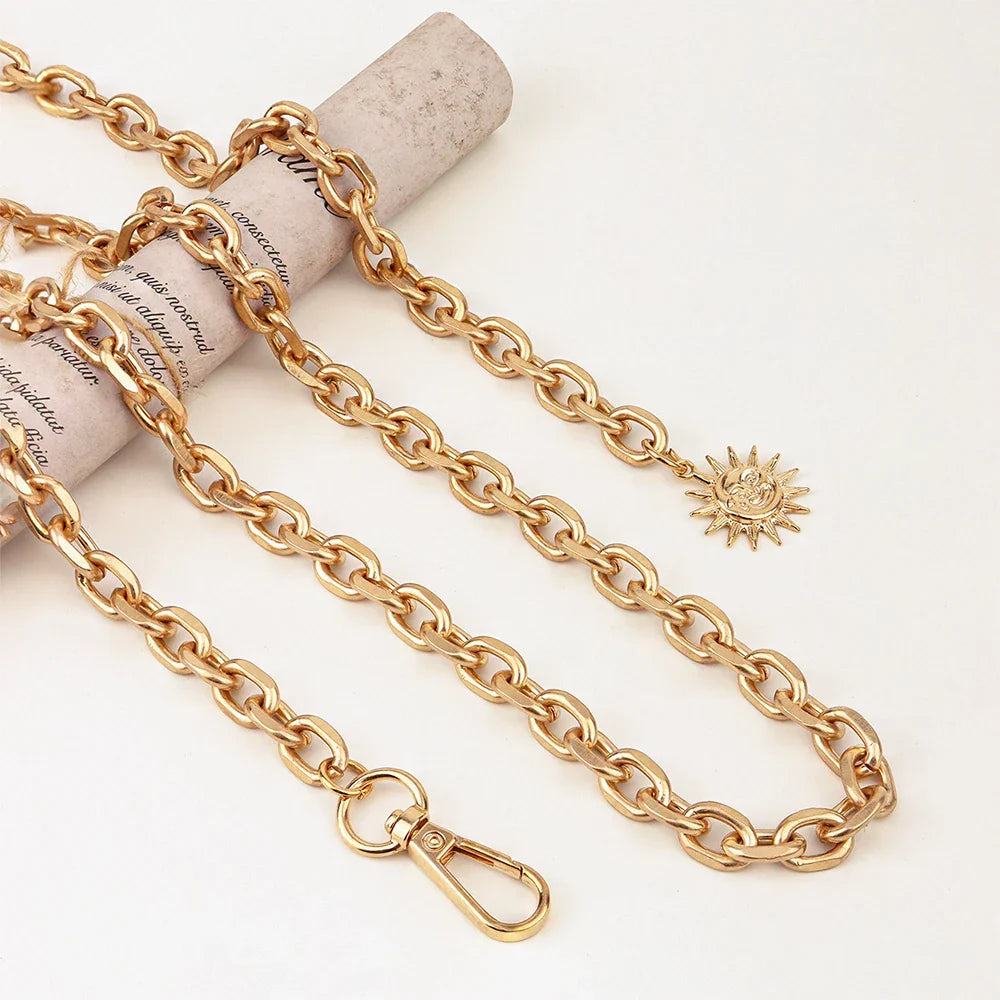 Sun Pendant Waist Chain old gold thin Waist
