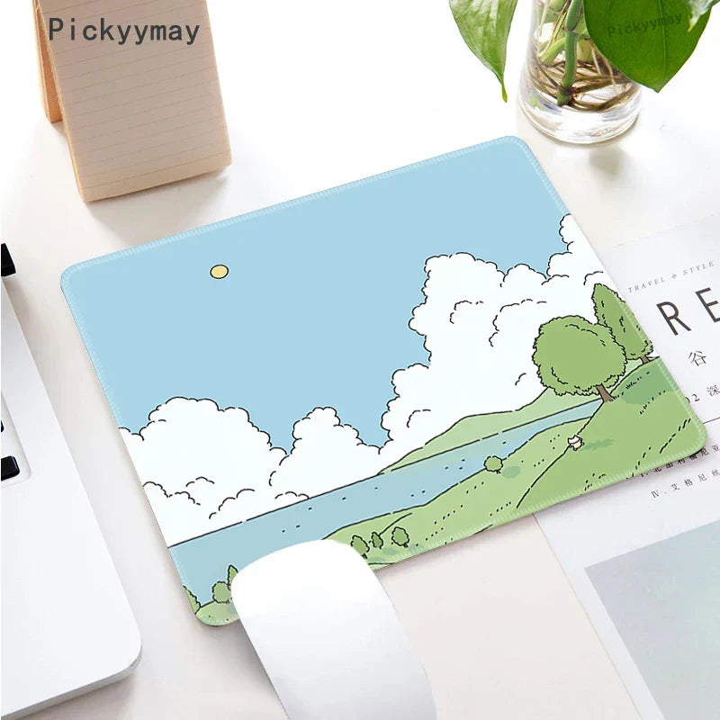 Small Mouse Pad Green Cute Flower Mousepad Kawaii