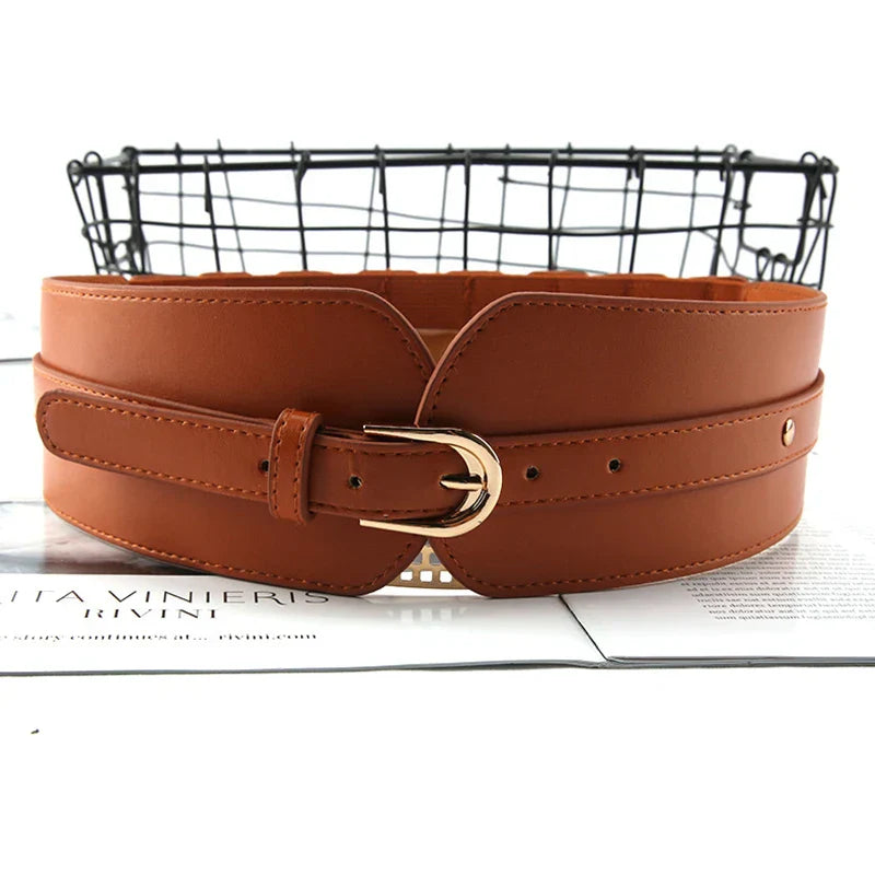 Ladies Wide Waist Straps Fashion Vintage Pu Leather