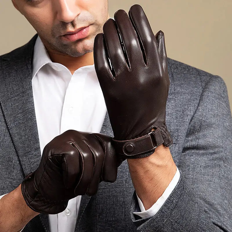 Sheepskin Genuine Leather Men's Gloves Fashion Driving Riding