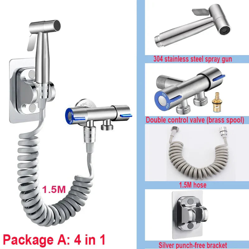Handheld Bidet Sprayer Set 304 Stainless Steel Spray