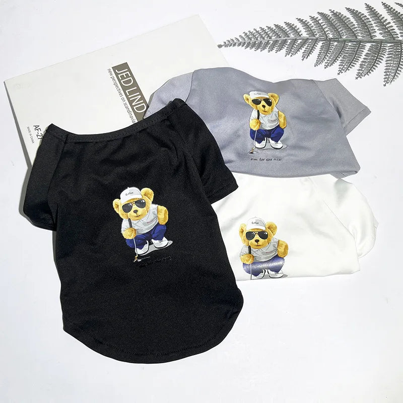 New Summer Dog Clothing Thin Breathable Handsome T-shirt