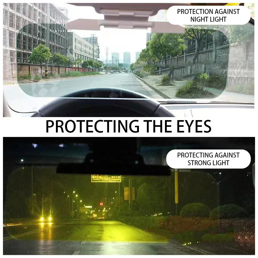 2-in-1 Car Sun Visor – Polarized Anti-Dazzle Day/Night Mirror