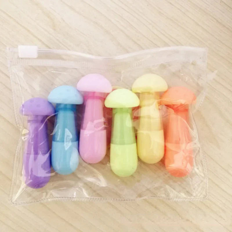 6 Pcs/Lot Capsule Eggplant Shape Cartoon Highlighters School