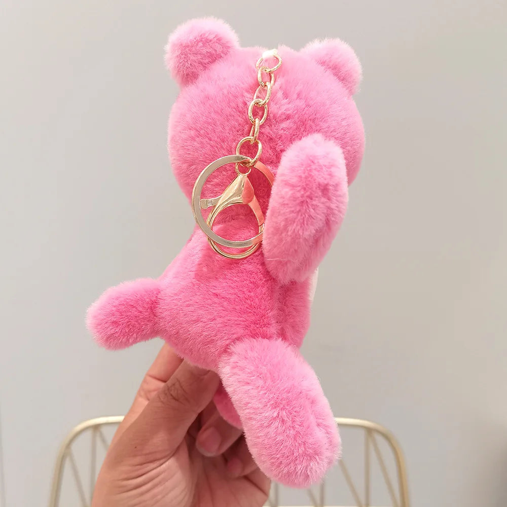 24Pcs 13-15cm Disney Lotso Strawberry Bear Plush Keychain