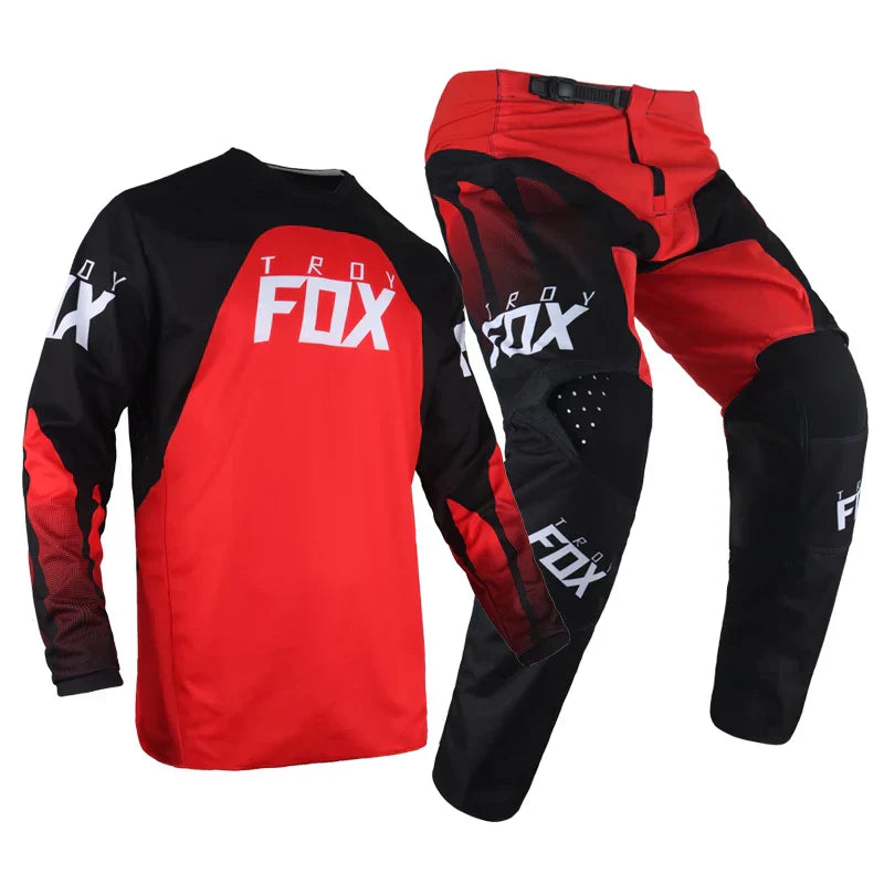 2022 Off-Road MX Racing Jersey & Pants Combo – Black/Red Gear Set