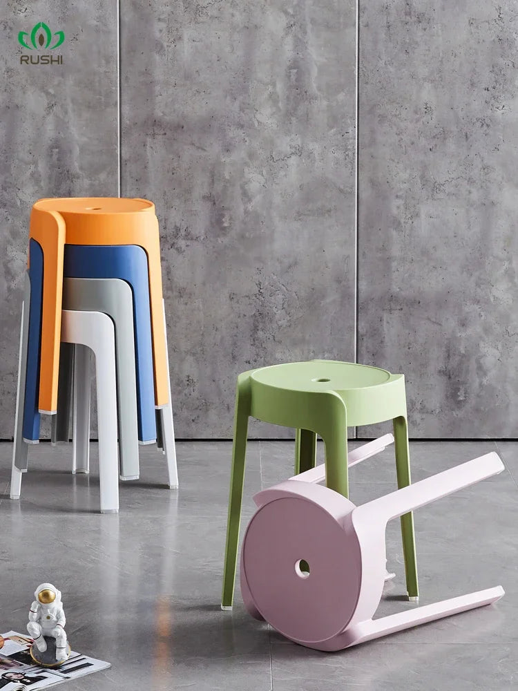 Plastic Stool Thickened Household Stackable Dining Table Bench