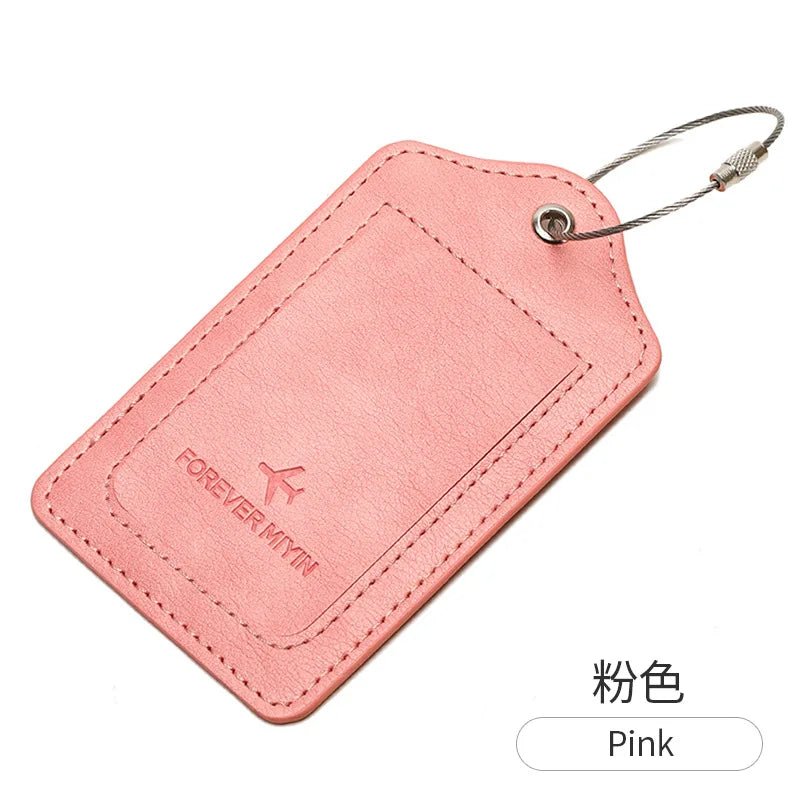 PU leather luggage tag With Anti Loss Wire