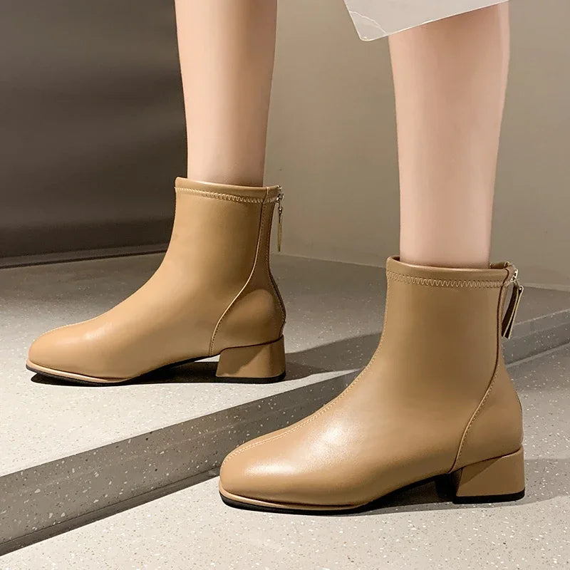 Plus Size 43 Square Toe Ankle Boots Women