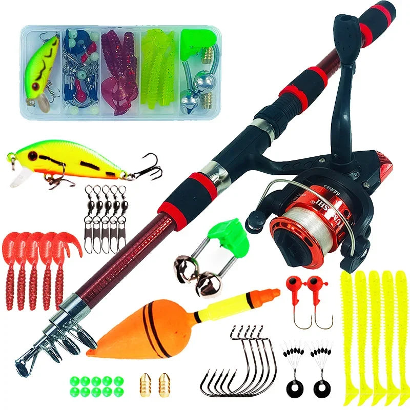 Spinning Fishing Rod and Reel Combo1.8M Telescopic Rod