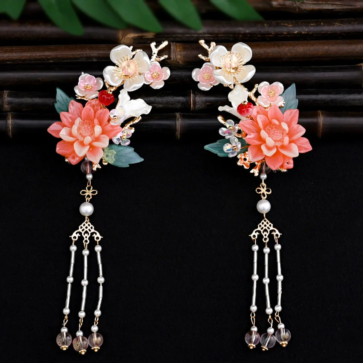 Chinese Hair Clips Girls Hanfu Hair Accessories Green