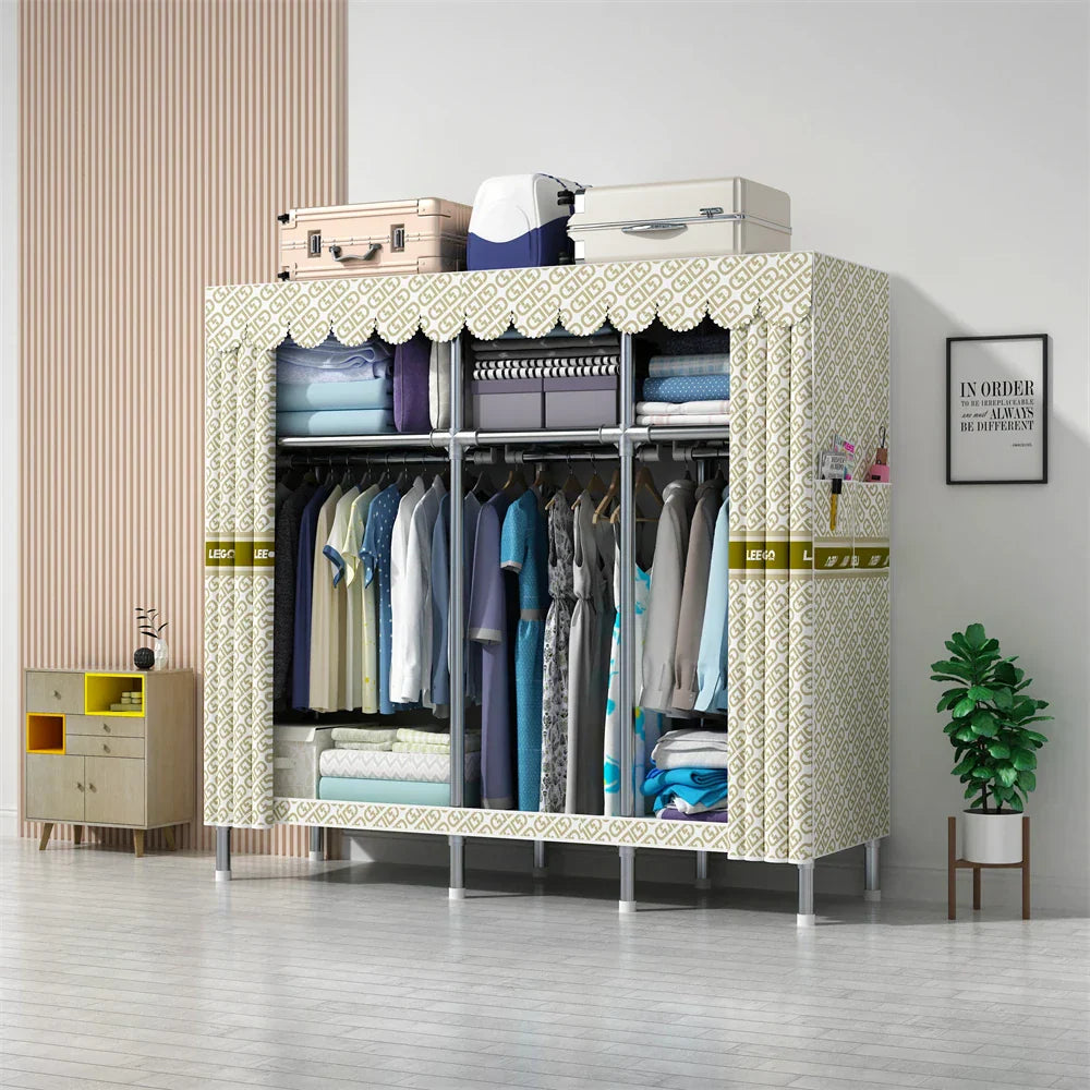 LEEGOHOME Wardrobe 85/110/130/150/170x45CMx170CM Closet Wardrobe with 23MM Steel