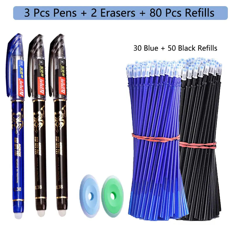 85Pcs/Set Erasable Pen Gel Pens 0.5mm Blue/Black ink