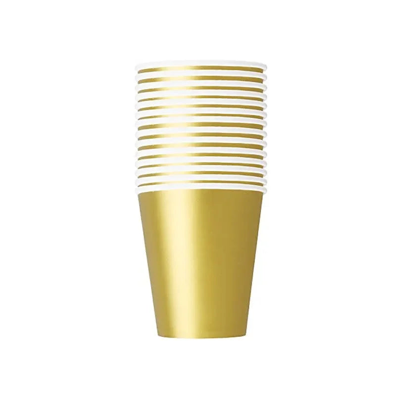 Disposable Cutlery Kraft Paper Plates Golden Cup Tableware