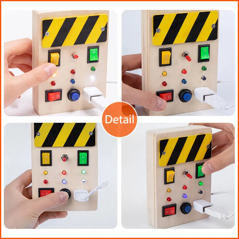 Children Busy Board Montessori Toys Wooden With Led