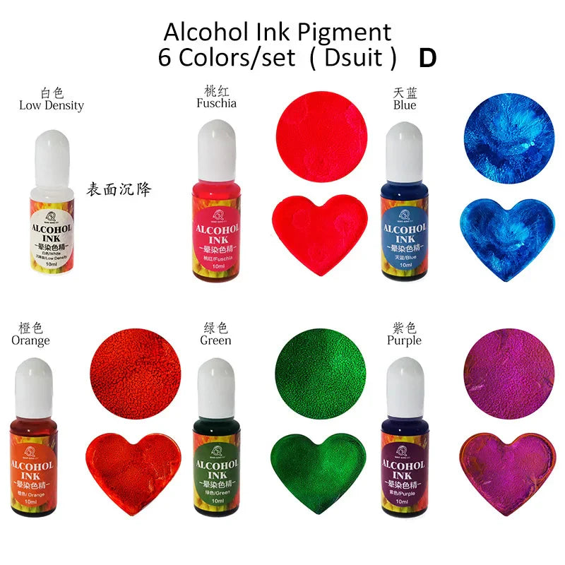 24Colors 10ml Alcohol Ink Set for AB Epoxy