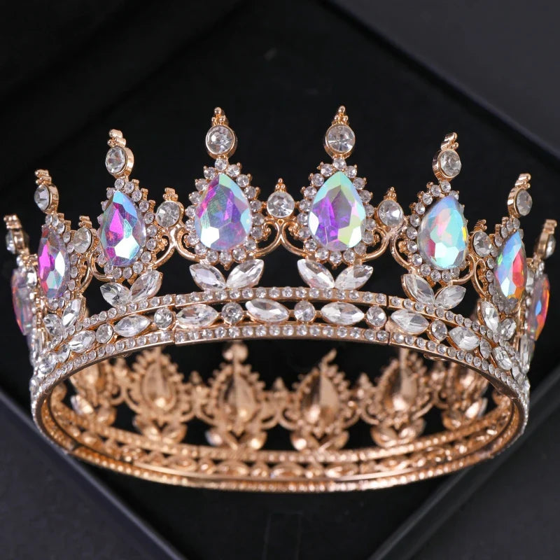 Crystal Rhinestone Round Crown Tiara Hair Jewelry Wedding
