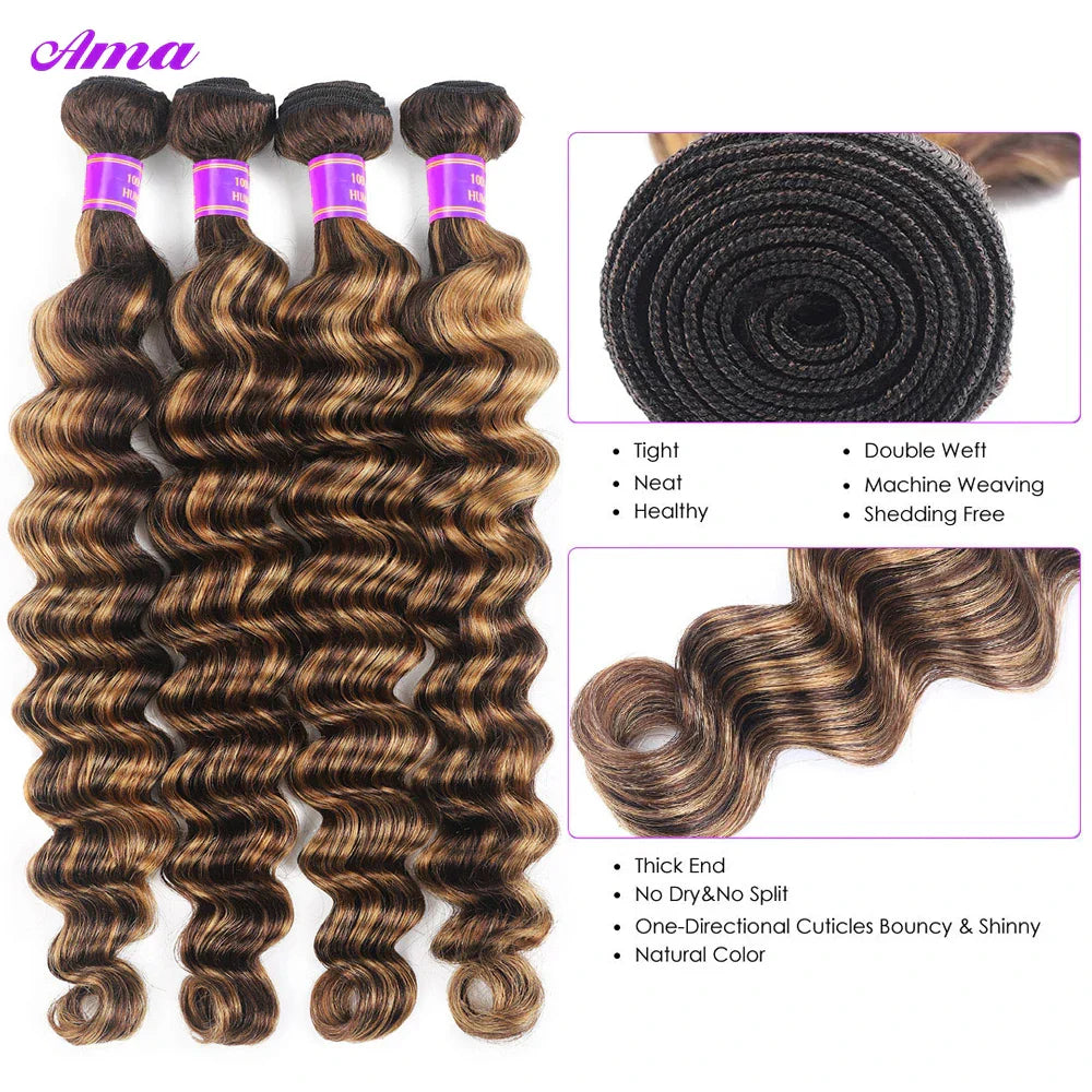 4 27 Highlight Loose Deep Wave Bundles 30